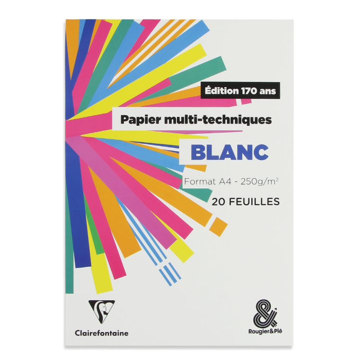 Bloc papier multi-techniques 250 g/m² 20 feuilles A4 - Rougier&Plé - Rougier et Plé