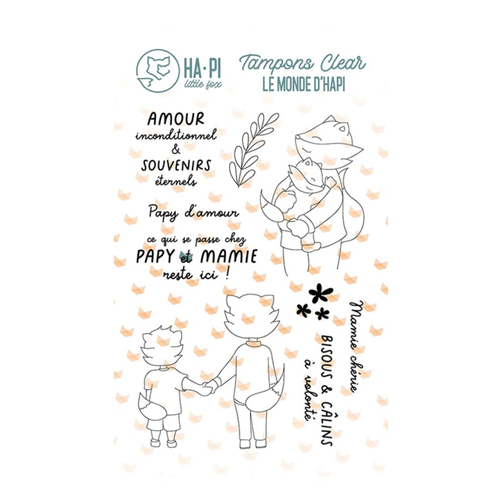Tampons transparents Chez Papy et mamie 9 pcs - HA PI Little Fox - Rougier et Plé