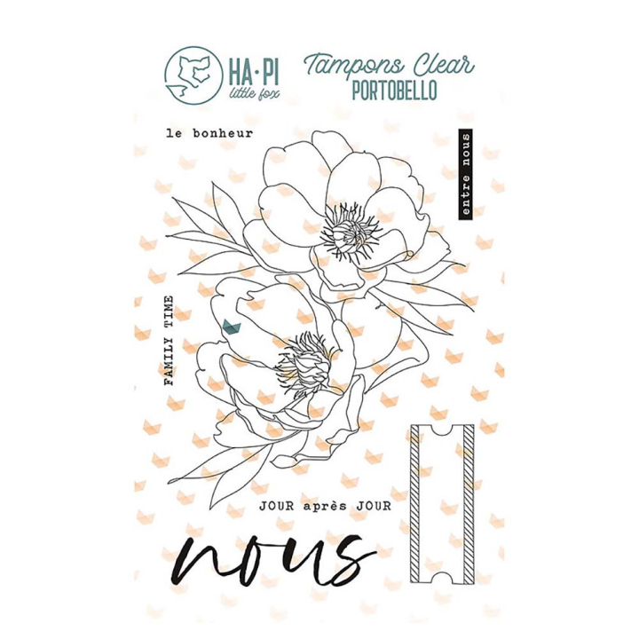 Tampons transparents Grandes pivoines 7 pcs - HA PI Little Fox - Rougier et Plé