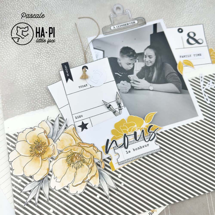 Tampons transparents Grandes pivoines 7 pcs - HA PI Little Fox - Rougier et Plé