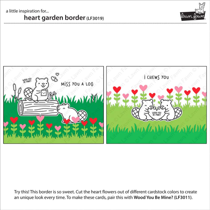Matrices de découpe Dies Heart Garden Border 3 pcs - Lawn Fawn - Rougier et Plé
