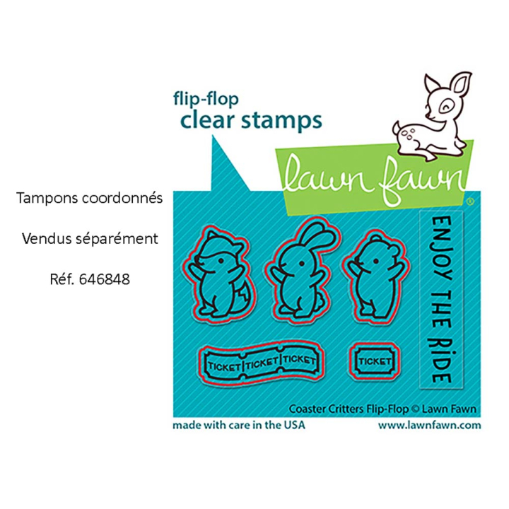 Matrices de découpe Dies Coaster Critters Flip-Flop 5 pcs - Lawn Fawn - Rougier et Plé