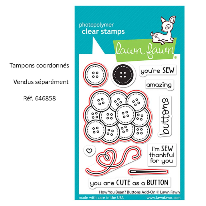 Matrices de découpe Dies Coaster How you bean ? Boutons add-on 4 pcs - Lawn Fawn - Rougier et Plé