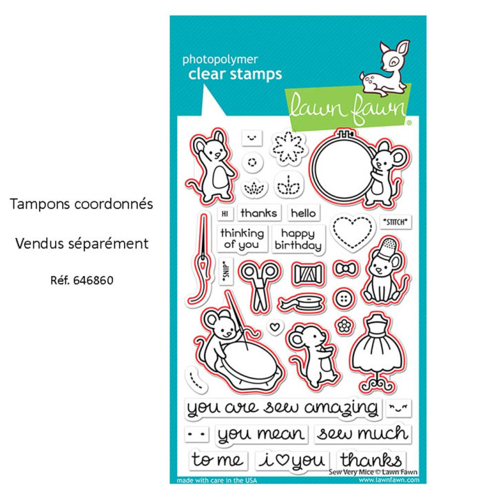 Matrices de découpe Dies Coaster Sew very mice 13 pcs - Lawn Fawn - Rougier et Plé