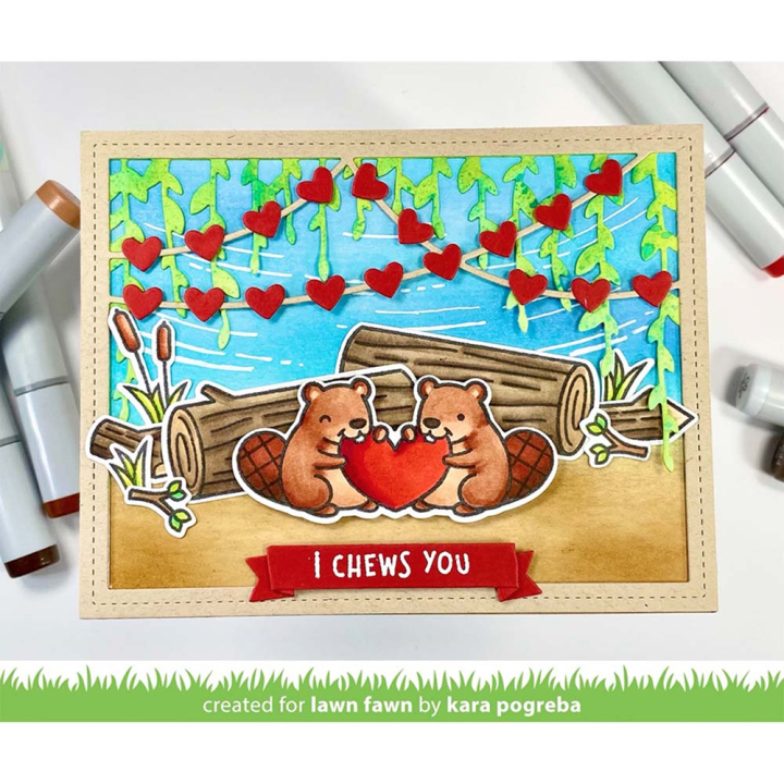 Matrices de découpe Dies Heart Garland Backdrop Paysage 5 pcs - Lawn Fawn - Rougier et Plé