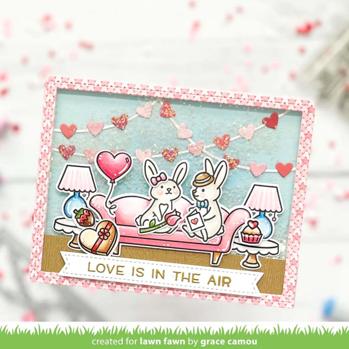 Matrices de découpe Dies Heart Garland Backdrop Paysage 5 pcs - Lawn Fawn - Rougier et Plé