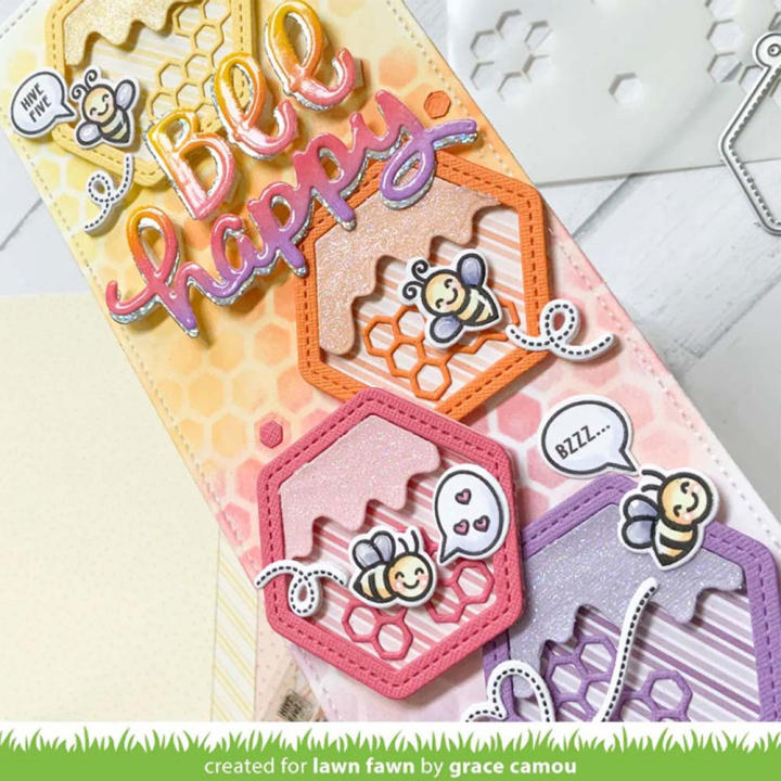 Matrices de découpe Dies Honeycomb Shaker Gift Tag 7 pcs - Lawn Fawn - Rougier et Plé