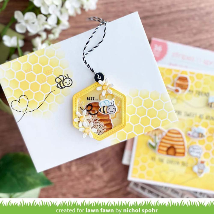 Matrices de découpe Dies Honeycomb Shaker Gift Tag 7 pcs - Lawn Fawn - Rougier et Plé