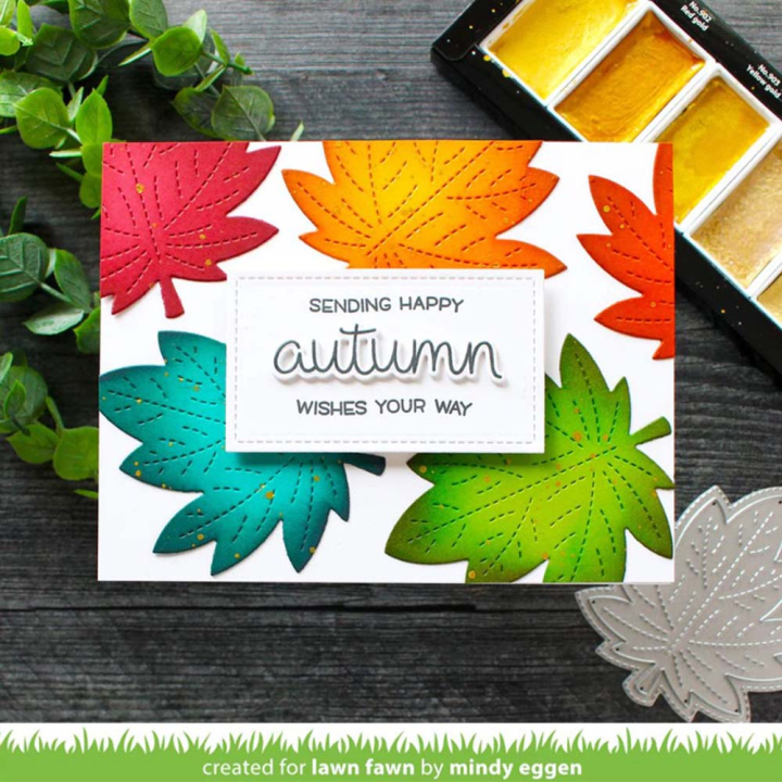 Matrices de découpe Dies Outside In Stitched Maple Leaf 3 pcs - Lawn Fawn - Rougier et Plé