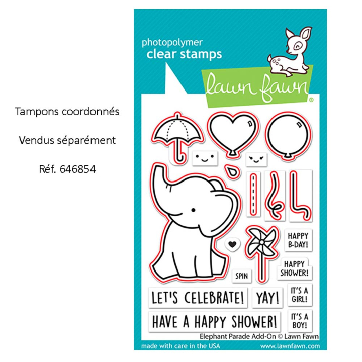 Matrices de découpe Dies Elephant Parade Add-on 9 pcs - Lawn Fawn - Rougier et Plé