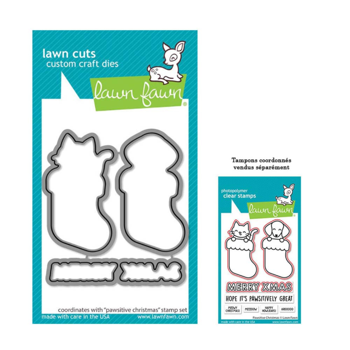 Matrices de découpe Dies Pawsitive Christmas 4 pcs - Lawn Fawn - Rougier et Plé