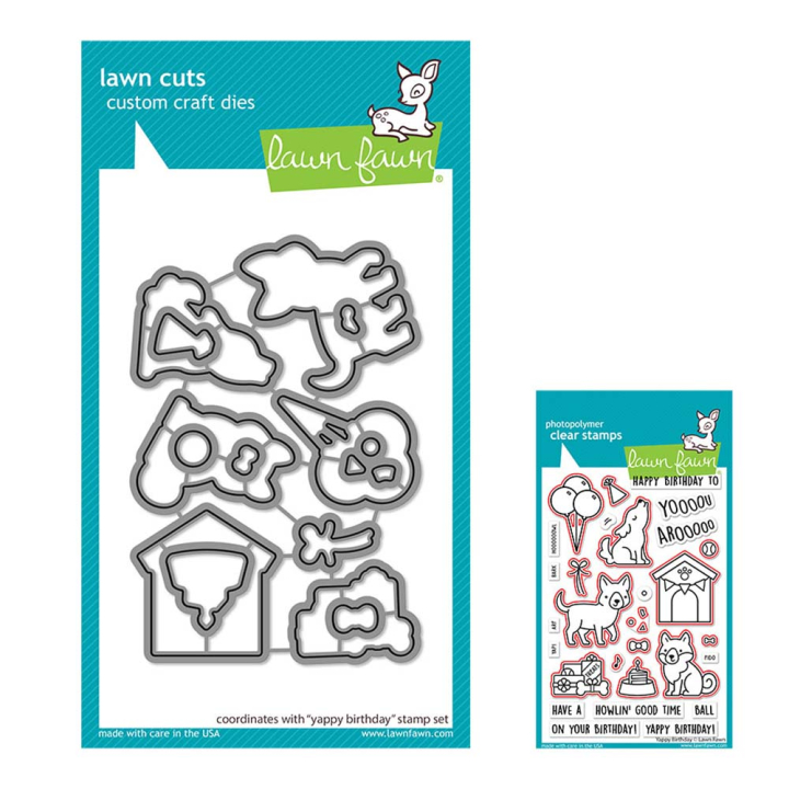Matrices de découpe Dies Yappy Birthday 16 pcs - Lawn Fawn - Rougier et Plé
