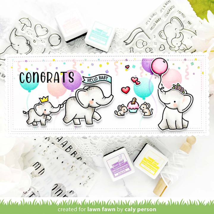 Tampons transparents Elephant Parade Add-On 20 pcs - Lawn Fawn - Rougier et Plé
