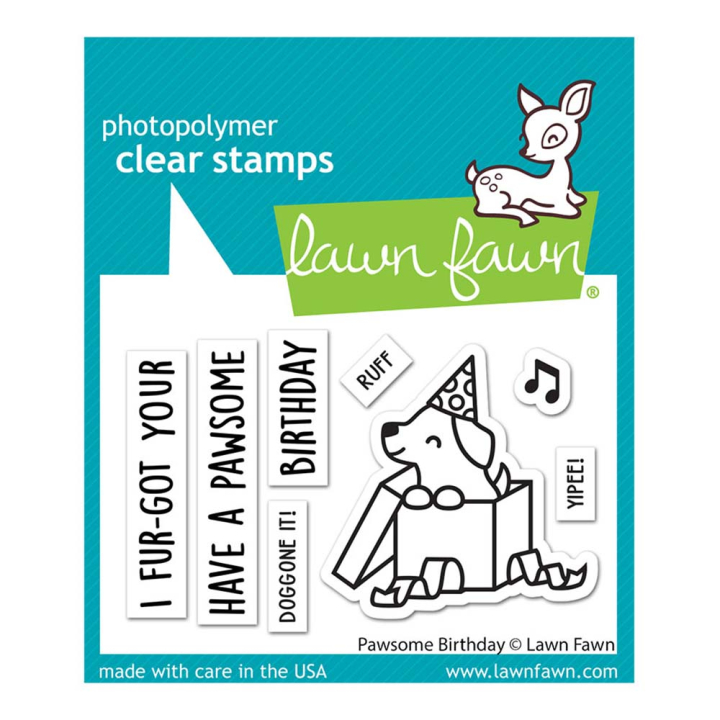 Tampons transparents Pawsome Birthday 8 pcs - Lawn Fawn - Rougier et Plé