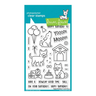 Tampons transparents Yappy Birthday 29 pcs - Lawn Fawn - Rougier et Plé
