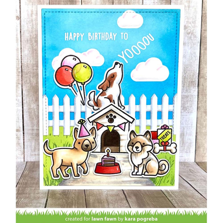 Tampons transparents Yappy Birthday 29 pcs - Lawn Fawn - Rougier et Plé