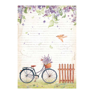 Papier de riz imprimé 21 x 29,7 cm Create Happiness Welcome Home - Vélo - Stamperia - Rougier et Plé