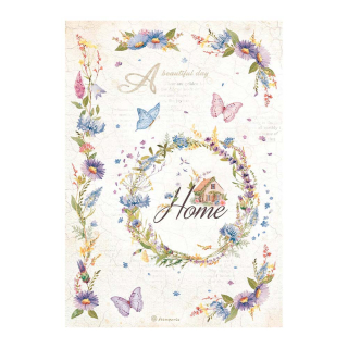 Papier de riz imprimé 21 x 29,7 cm Create Happiness Welcome Home - Guirlande - Stamperia - Rougier et Plé