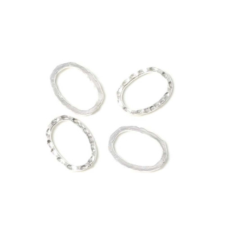 Anneaux Fermés Ovale 12 x 16,3 mm Argenté 925 - 4 pcs - Perles Corner - Rougier et Plé