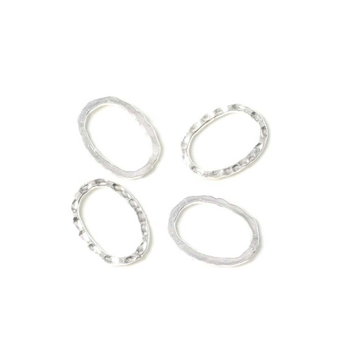 Anneaux Fermés Ovale 12 x 16,3 mm Argenté 925 - 4 pcs - Perles Corner - Rougier et Plé