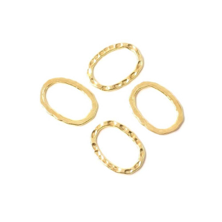 Anneaux Fermés Ovale 12 x 16,3 mm Doré à l'or fin 24K - 4 pcs - Perles Corner - Rougier et Plé