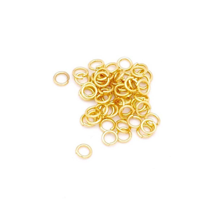 Anneaux ouverts 4 mm Doré à l'or fin 24K - 50 pcs - Perles Corner - Rougier et Plé