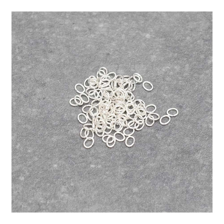 Anneaux ouverts Ovale 3 x 2,4 mm Argenté 925 - 100 pcs - Perles Corner - Rougier et Plé