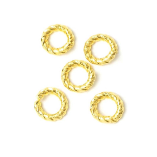 Anneaux ouverts Torsadé 10 mm Doré à l'or fin 24K - 2 pcs - Perles Corner - Rougier et Plé