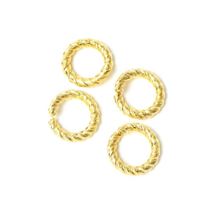 Anneaux ouverts Torsadé 12 mm Doré à l'or fin 24K - 2 pcs - Perles Corner - Rougier et Plé
