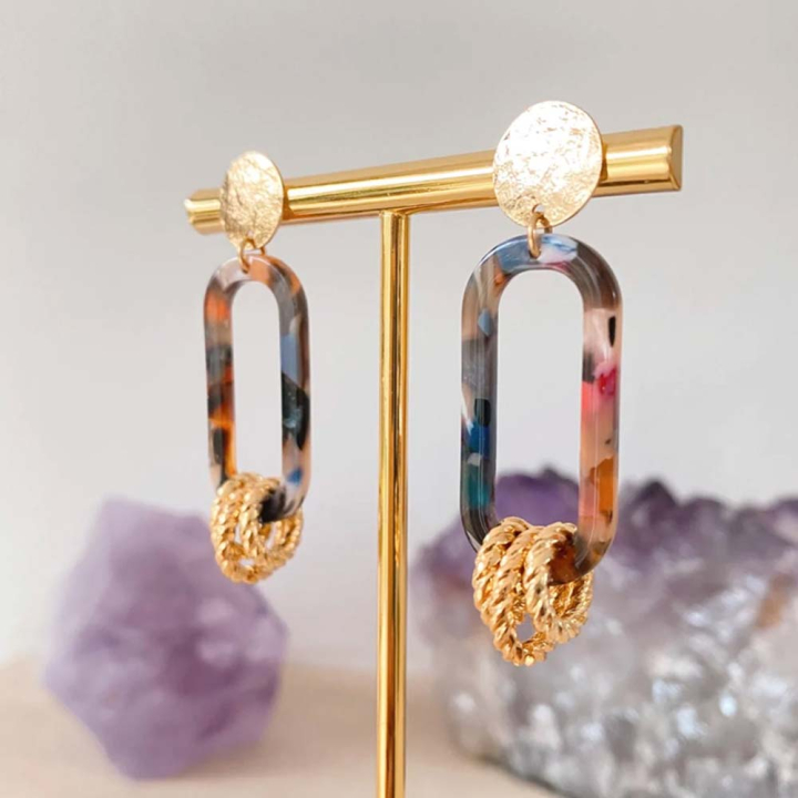 Anneaux ouverts Torsadé 12 mm Doré à l'or fin 24K - 2 pcs - Perles Corner - Rougier et Plé