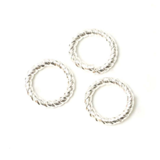Anneaux ouverts Torsadé 14 mm Argenté 925 - 2 pcs - Perles Corner - Rougier et Plé