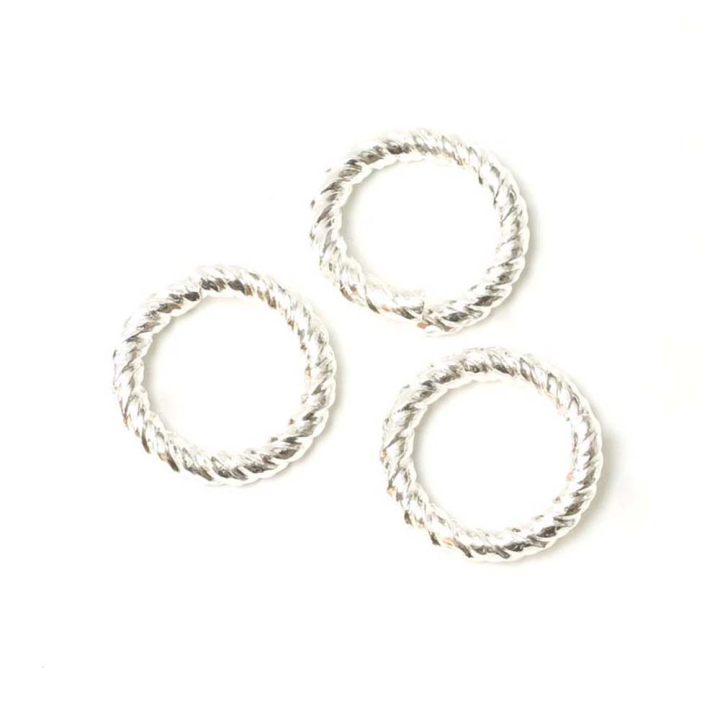 Anneaux ouverts Torsadé 14 mm Argenté 925 - 2 pcs - Perles Corner - Rougier et Plé