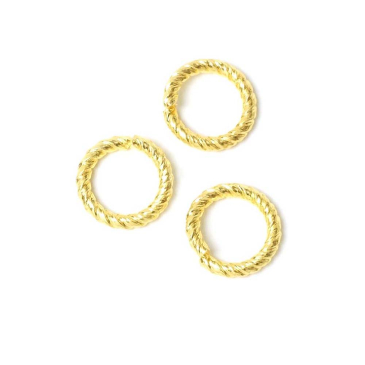 Anneaux ouverts Torsadé 14 mm Doré à l'or fin 24K - 2 pcs - Perles Corner - Rougier et Plé