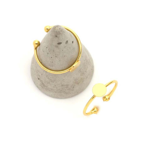Bague Ajustable avec Plateau 6 mm Plaqué Or 16K - Perles Corner - Rougier et Plé