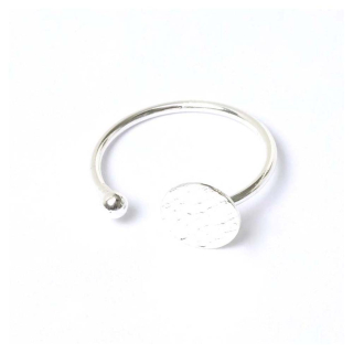 Bague Ajustable avec Plateau 8,5 mm Texture Ardoise Plaqué Argent 925 - Perles Corner - Rougier et Plé