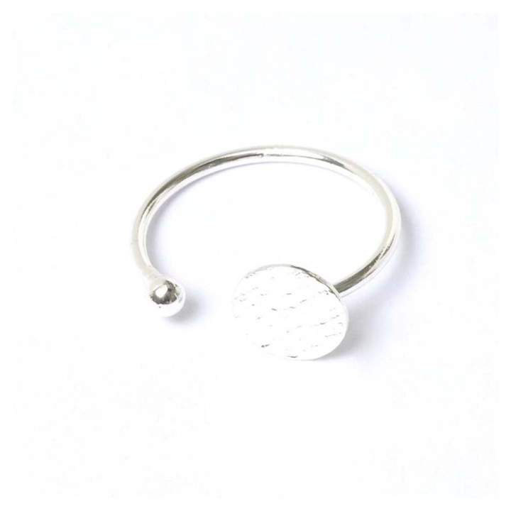 Bague Ajustable avec Plateau 8,5 mm Texture Ardoise Plaqué Argent 925 - Perles Corner - Rougier et Plé