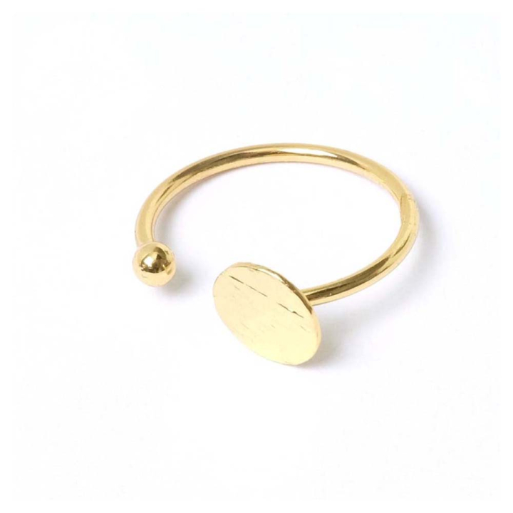 Bague Ajustable avec Plateau 8,5 mm Texture Ardoise Plaqué Or 16K - Perles Corner - Rougier et Plé