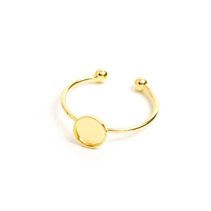 Bague Ajustable pour Cabochon ø 6 mm Laiton Plaqué Or 16K - Perles Corner - Rougier et Plé