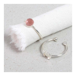 Bague Ajustable pour Cabochon ø 6 mm Laiton Plaqué Argent 925 - Perles Corner - Rougier et Plé