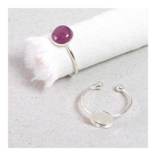 Bague Ajustable Pour Cabochon ø 8 mm Plaqué Argent - Perles Corner - Rougier et Plé
