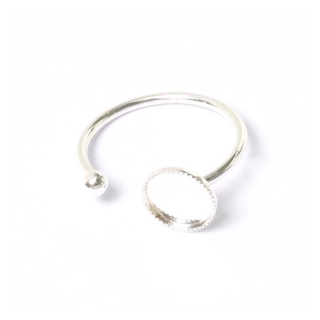 Bague Ajustable Boule et Cabochon 8 mm Plaqué Argent 925 - Perles Corner - Rougier et Plé