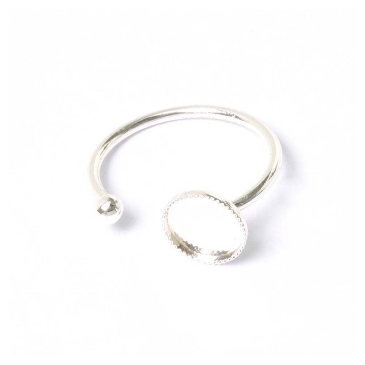 Bague Ajustable Boule et Cabochon 8 mm Plaqué Argent 925 - Perles Corner - Rougier et Plé