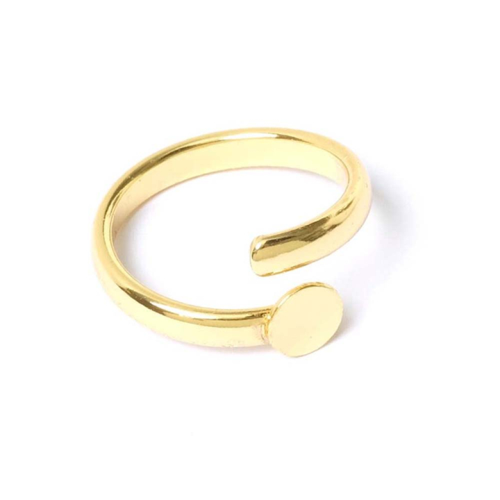 Bague Ajustable Spirale avec Plateau ø 6 mm Plaqué Or 16K - Perles Corner - Rougier et Plé