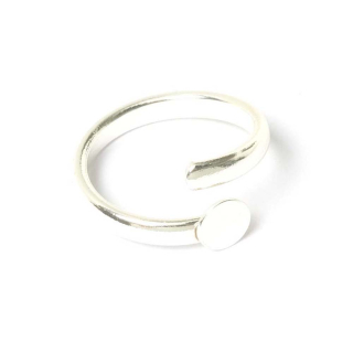 Bague Ajustable Spirale avec Plateau ø 6 mm Plaqué Argent 925 - Perles Corner - Rougier et Plé