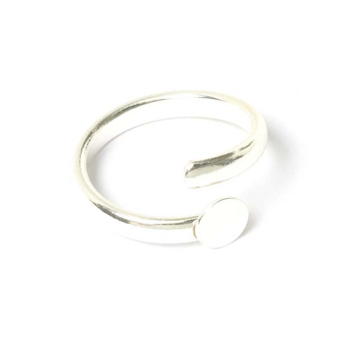 Bague Ajustable Spirale avec Plateau ø 6 mm Plaqué Argent 925 - Perles Corner - Rougier et Plé