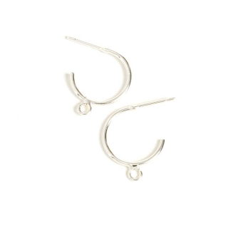 Boucles d'oreilles Créole 15 mm Clou Argenté 925 - 2 pcs - Perles Corner - Rougier et Plé