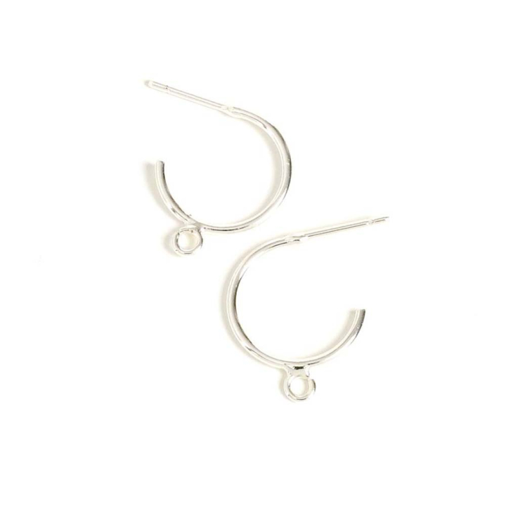 Boucles d'oreilles Créole 15 mm Clou Argenté 925 - 2 pcs - Perles Corner - Rougier et Plé