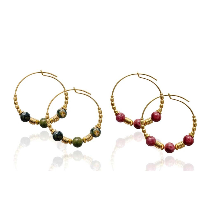 Boucles d'oreilles Créole ø 30 mm Doré à l'or fin 24K - 2 pcs - Perles Corner - Rougier et Plé
