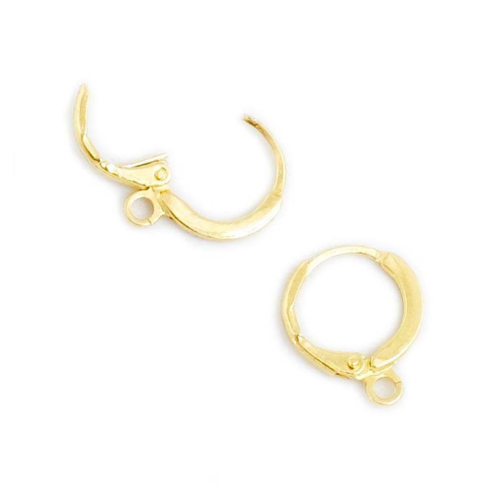 Boucles d'oreilles Dormeuse Rondes 15 x 12 mm Doré à l'or fin 24K - 2 pcs - Perles Corner - Rougier et Plé