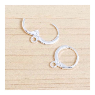 Boucles d'oreilles Dormeuse Rondes 15 x 12 mm Argenté 925 - 2 pcs - Perles Corner - Rougier et Plé